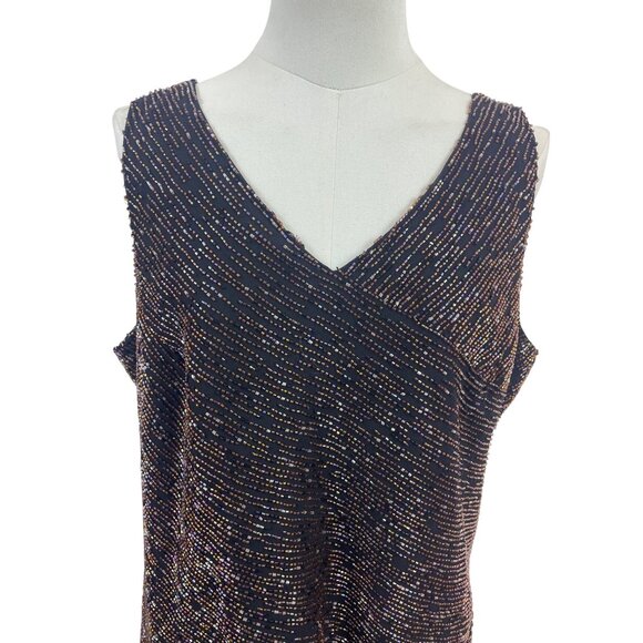 Jkara Black & Gold Sleeveless Top With Sheer Long Sleeve Jacket Set Size 14 - Picture 7 of 13